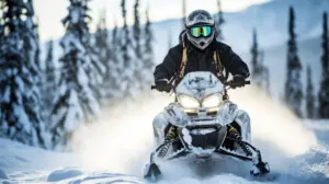 winter active holiday snowmobiling generative ai