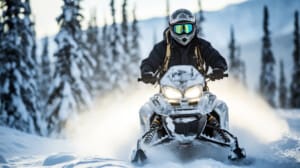 winter active holiday snowmobiling generative ai